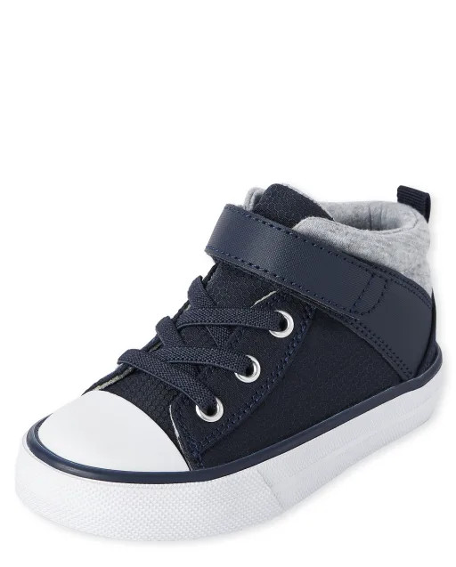 Toddler Boys Mixed Material Hi Top Sneakers | The Children's Place  - NAVY | The Children's Place
