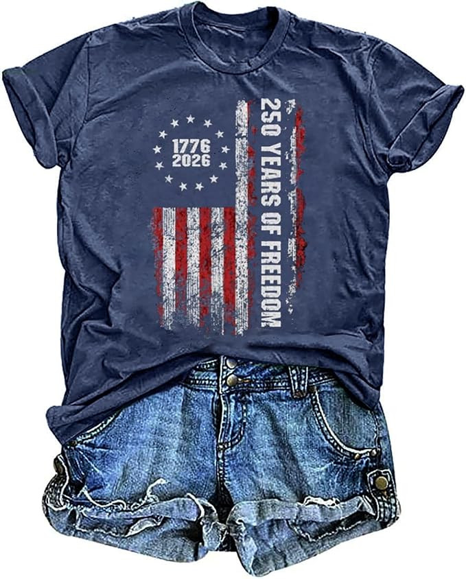 USA Flag Tee Shirt for Women 4th of July Memorial Day Gift T Shirt Casual Short Sleeve American P... | Amazon (US)
