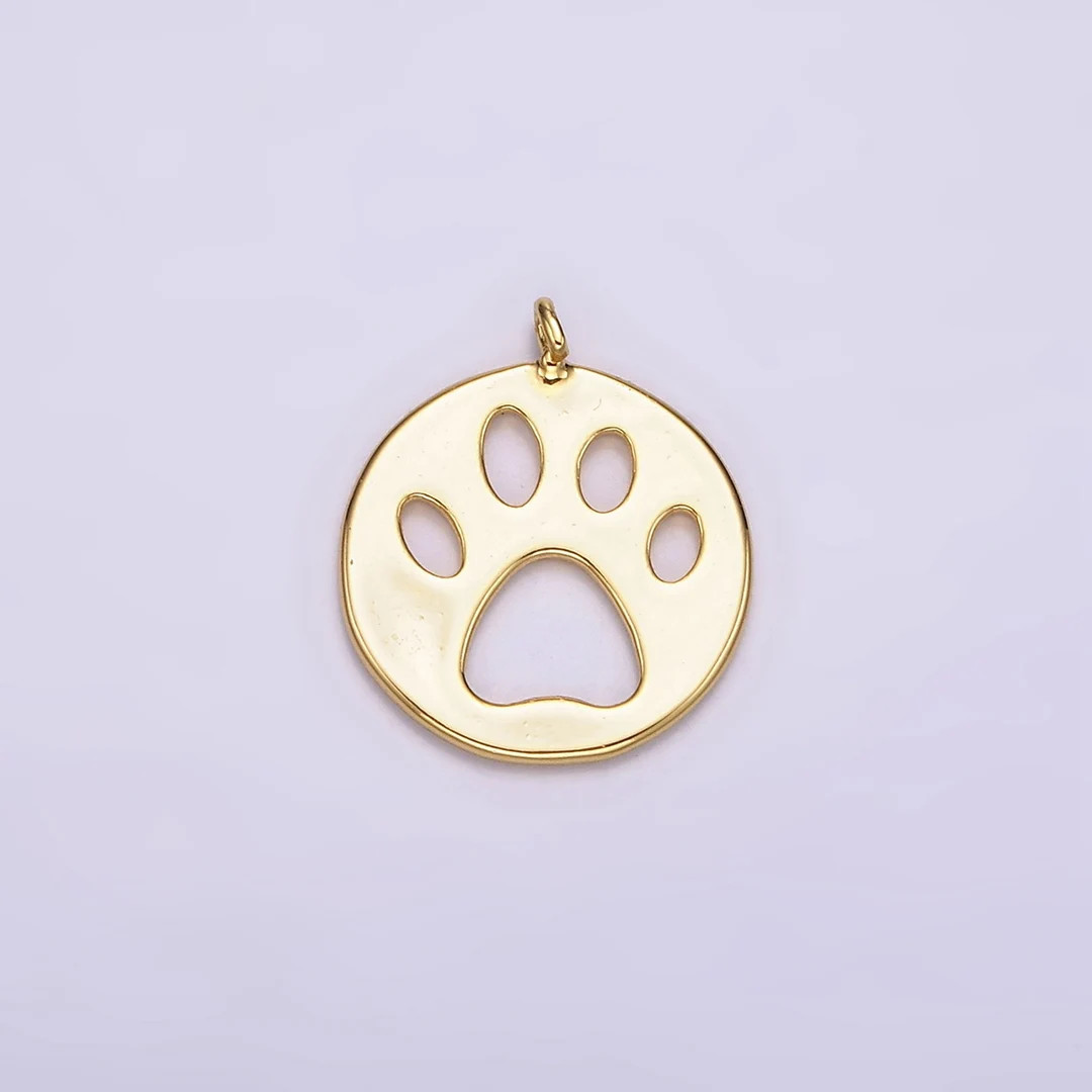14K Gold Filled 12mm Pawprint Pet Animal Round Open Charm | AC866 | Etsy (US)