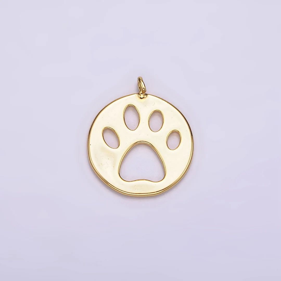 14K Gold Filled 12mm Pawprint Pet Animal Round Open Charm | AC866 | Etsy (US)