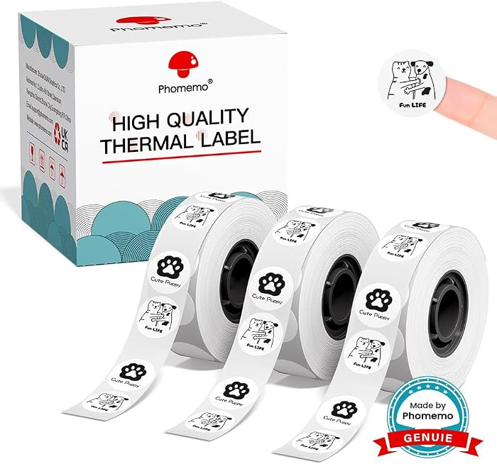 Phomemo D30 Label Tape Circle Round Shape Black on Morandi Color Sticker | Amazon (US)