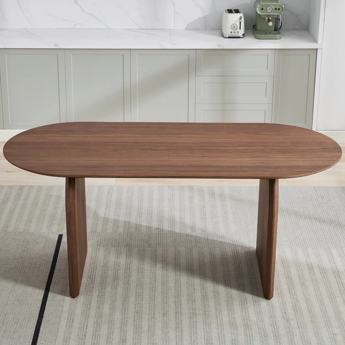 70.86'' Oval Dining Table With Double Pedestal, Modern Dining Table For Dining Room/Kitchen | Wayfair North America