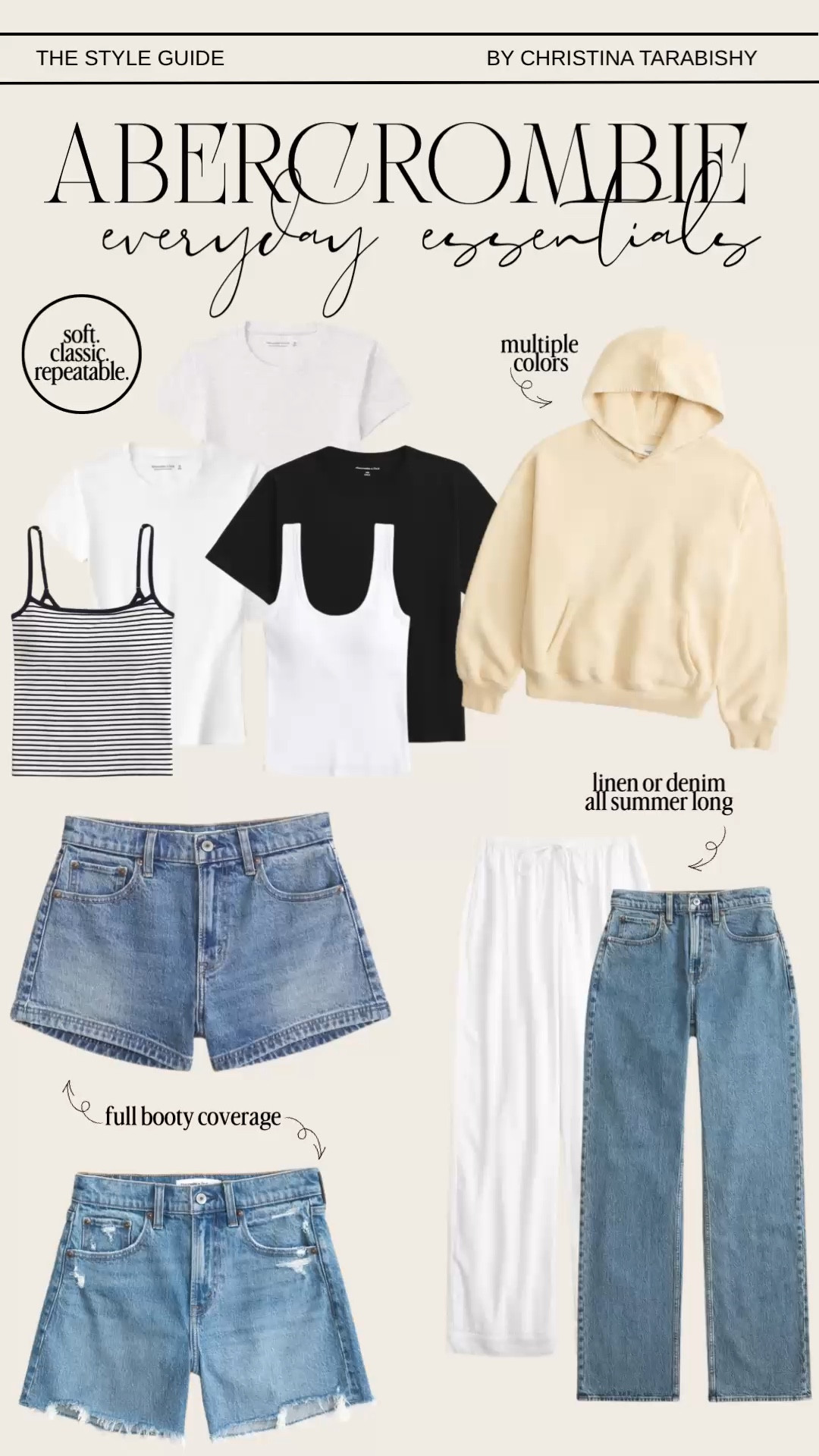 Your Abercrombie summer wardrobe, sorted. 🤍 @abercrombie 

Abercrombie, everyday essentials, summer basics, striped tank, baby tee, hoodie, denim shorts, linen pants, straight leg jeans, casual style, summer outfits​​​​​​​​​​​​​​​​

#LTKSeasonal #LTKootd #LTKOver40