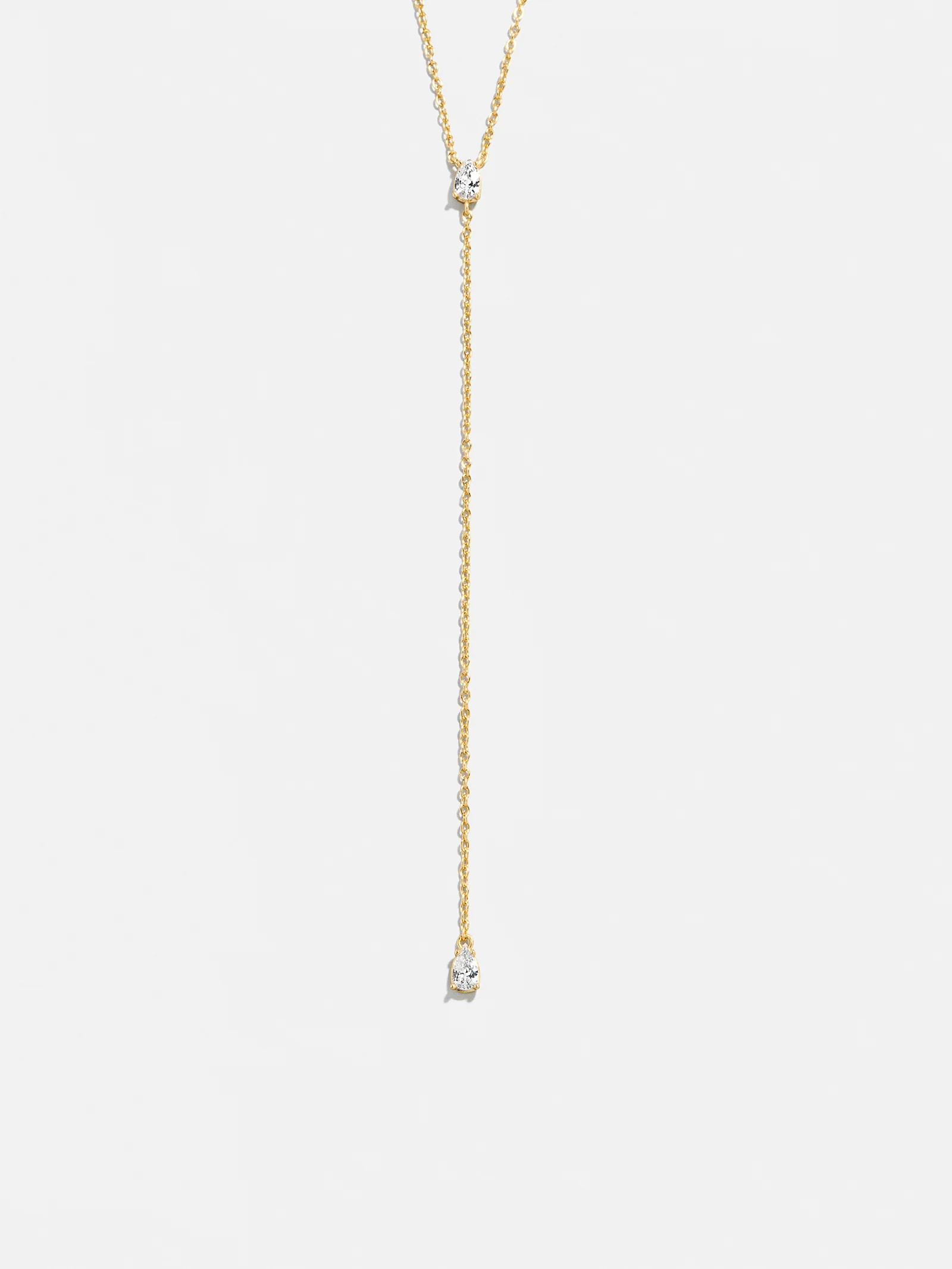 Teardrop 18K Gold Lariat Necklace - Gold/Pavé | BaubleBar