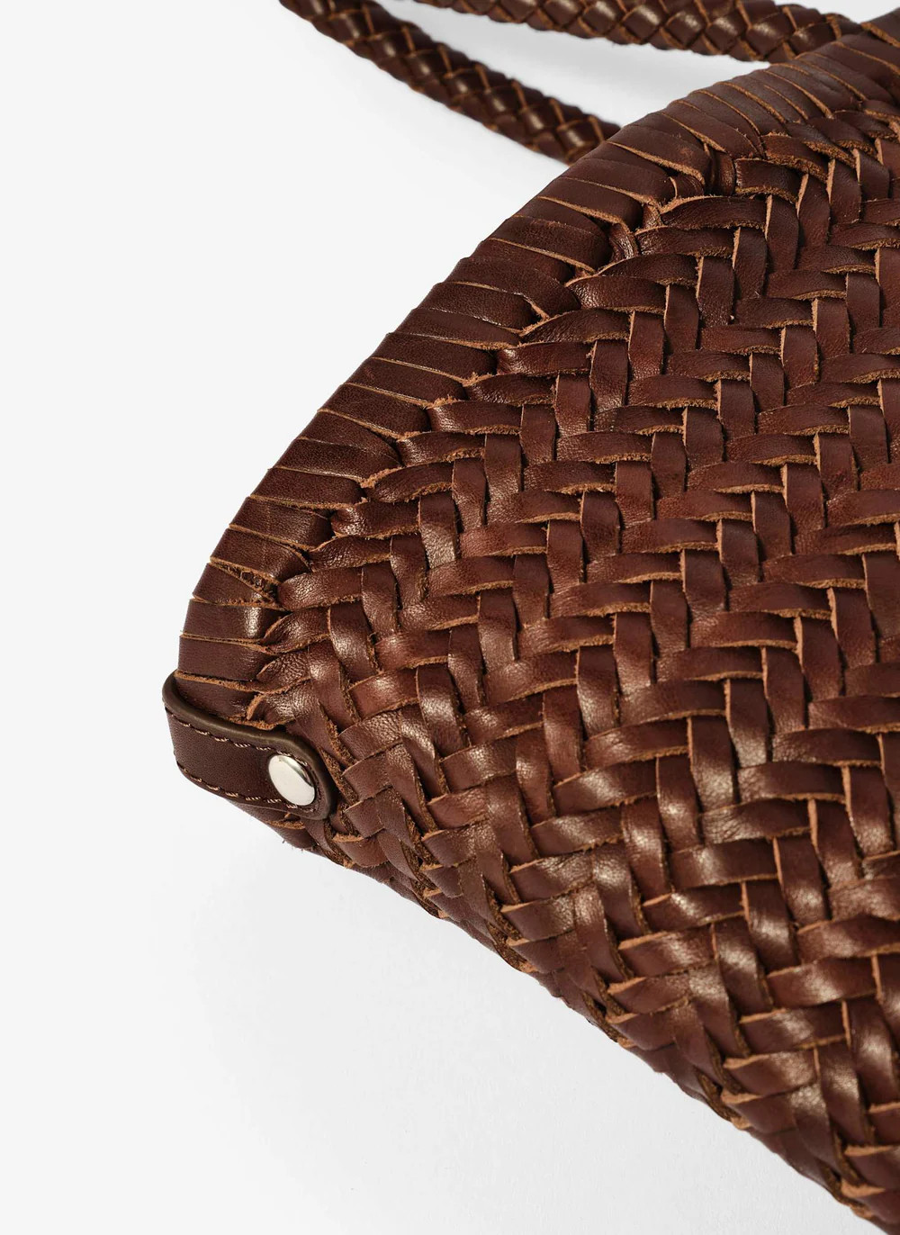 Rae Brown Leather Woven Tote Bag | Mint Velvet