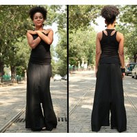 Black Linen Pants, Harem Hippie Boho Loose Thai Trousers, Baggy Sarouel Pants | Etsy (US)