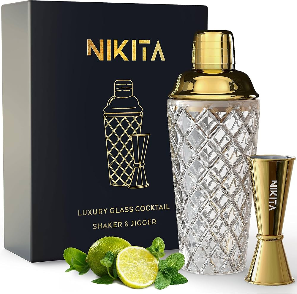 Nikita By Niki Luxury - Cocktail Shaker with Strainer and Stainless Steel Lid - Martini Shaker Se... | Amazon (US)