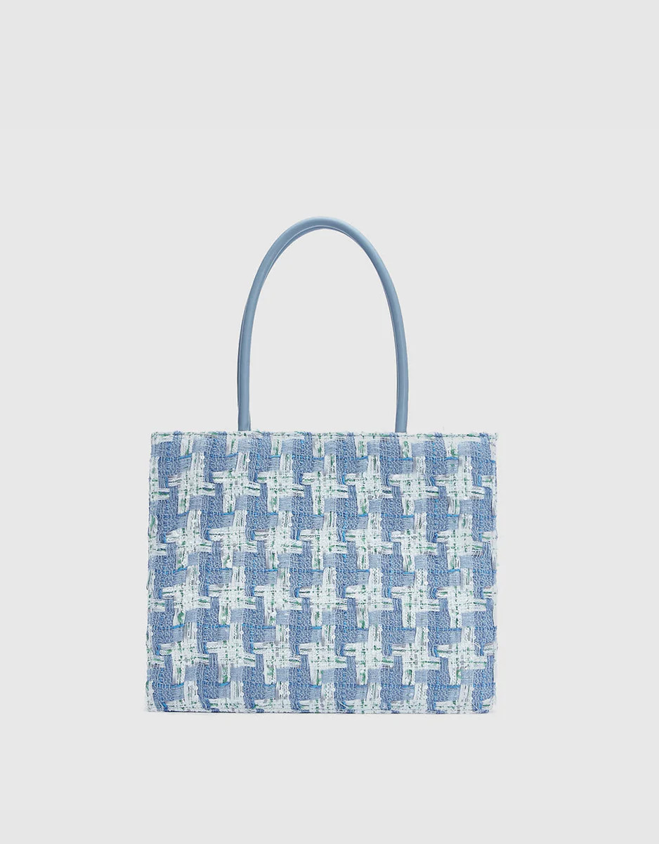 Plaid Tweed Tote Bag | Urban Revivo