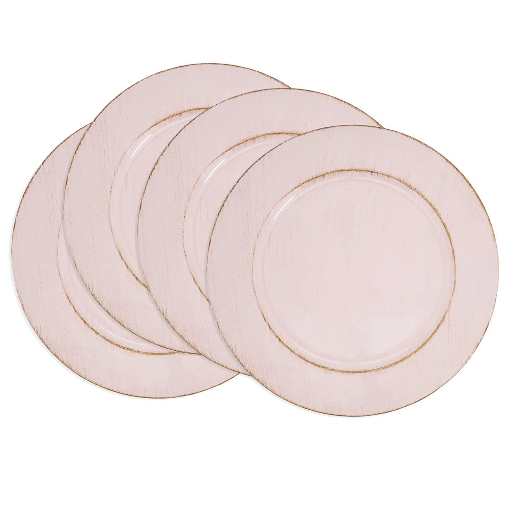 Vintage Distressed Design Decorative Charger Plates 13" Round, Set Of 4 | Wayfair North America