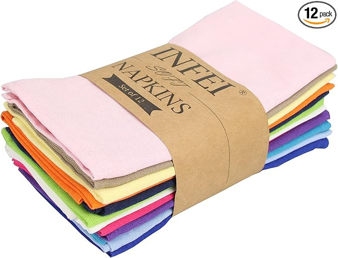 Solid Color Cotton Linen Blended Thin Dinner Cloth Napkins - Set of 12 (40 x 40 cm) - for Events ... | Amazon (US)