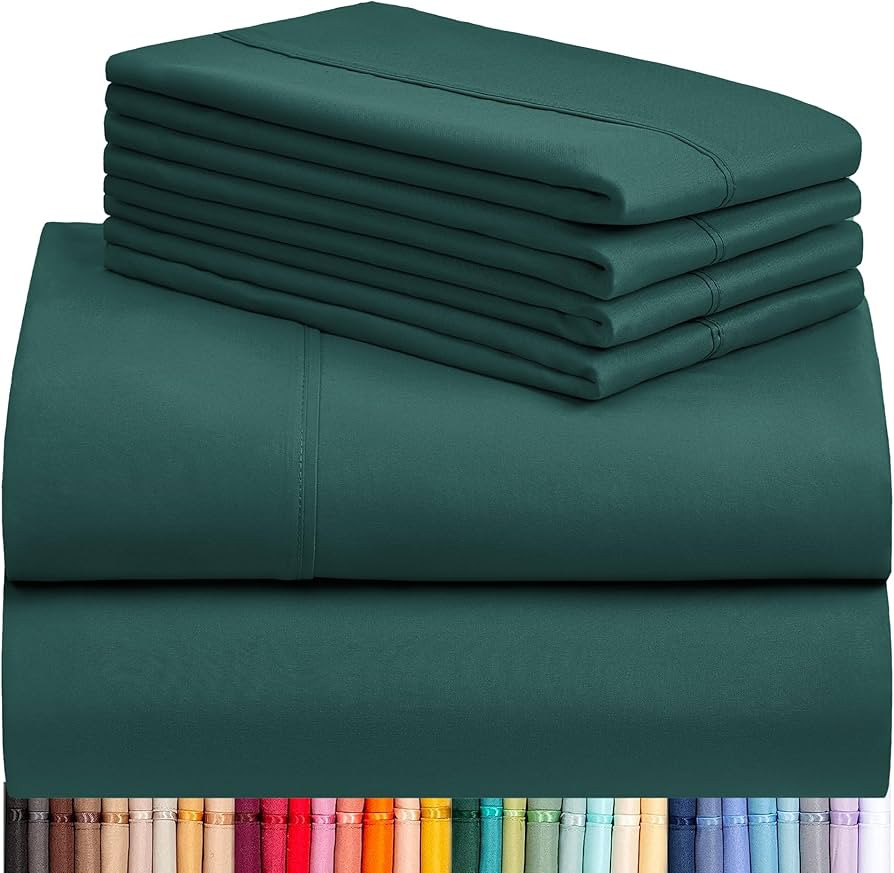 LuxClub 6 PC Queen Sheet Set, Bed Sheets Queen Size, Deep Pockets 18" Eco Friendly Wrinkle Free C... | Amazon (US)