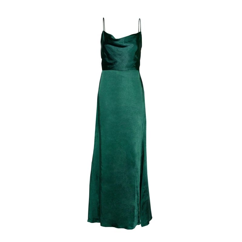 Emerald Green Satin Satin Cowl Neck Slip Dress | Wolf and Badger (Global excl. US)