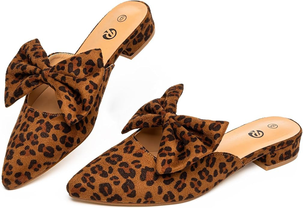 Rekayla Mules for Women Flats,Pointed Toe Mules Sandals Comfy Mules Shoes Cute Bow Women's Mules ... | Amazon (US)
