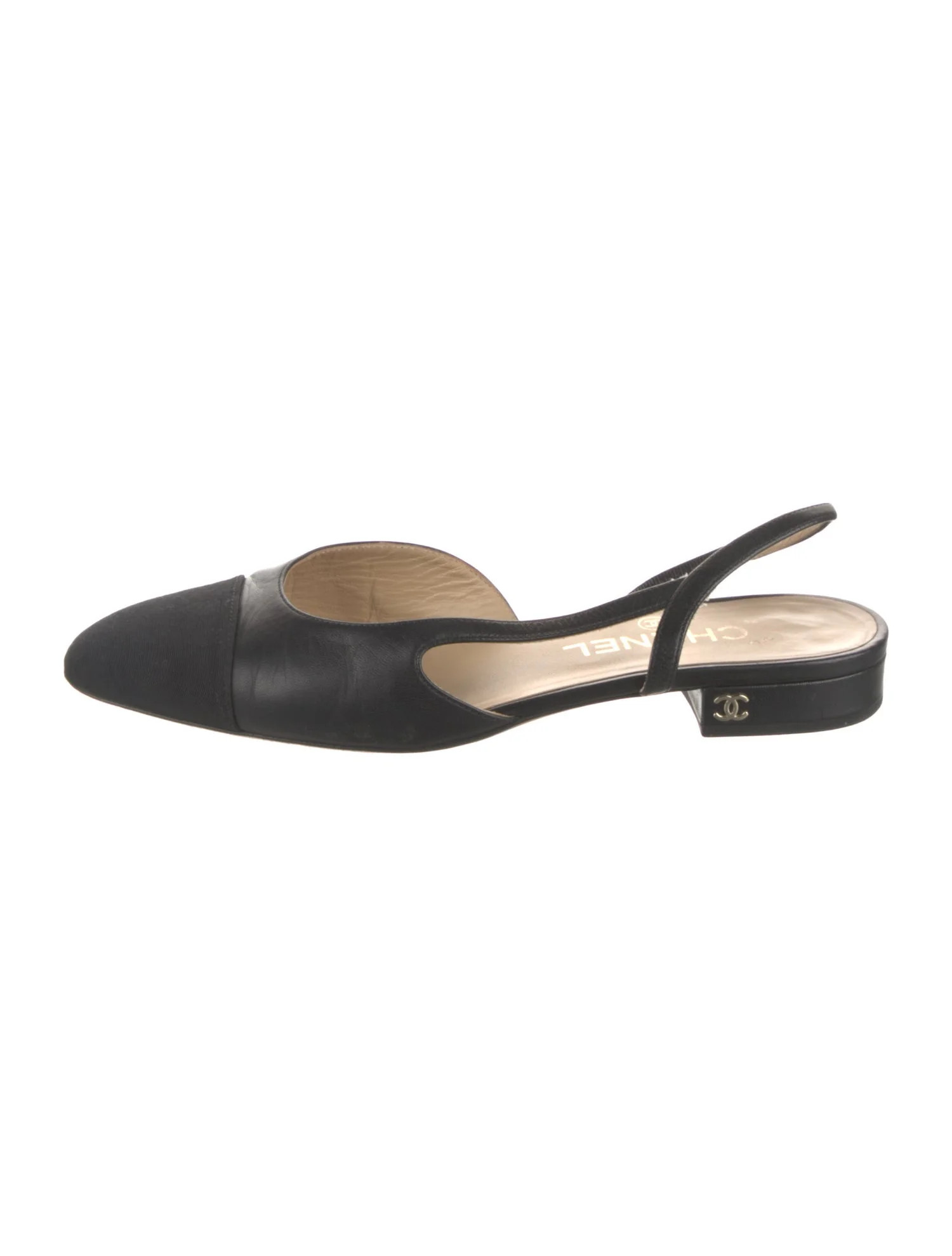Interlocking CC Logo Leather Slingback Flats | The RealReal