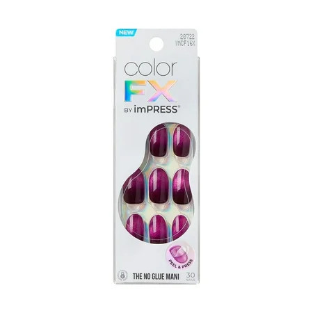 KISS imPRESS Color FX Press on Nails Admired Purple Medium Oval 30 Count | Walmart (US)