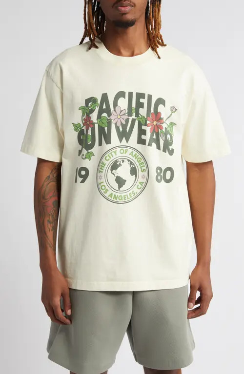 PacSun Floral Crest Cotton Graphic T-Shirt in Cream at Nordstrom, Size Large | Nordstrom