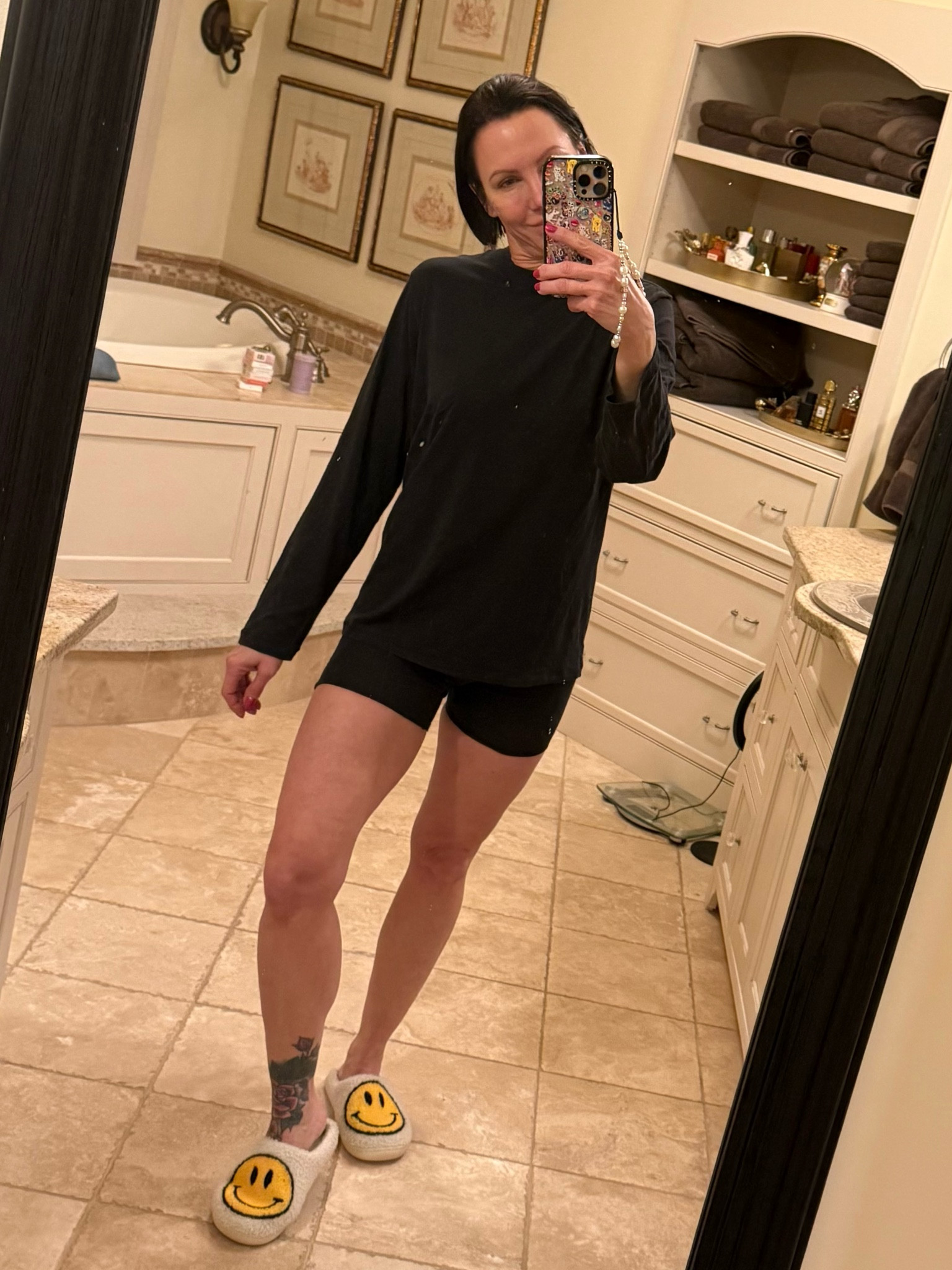 Pj matching set:
Skims pjs
Smiley face slippers 

Comfy, cozy, loungewear 

#LTKSeasonal #LTKFindsUnder100 #LTKStyleTip