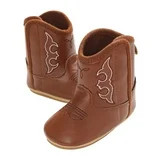 Povozer Baby Cowboy Cowgirl Boots Infant Western Boots Toddler Girls Mid Calf(Coffee,6-12M) | Walmart (US)