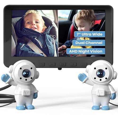 GROWNSY Dual Car Camera Baby Monitor, 7" 1080P AHD Car Camera for 2kids, Backseat Mirror for Baby Rear Facing with Infrared Night Vision, Easily Observe Baby's Every Move | Amazon (US)
