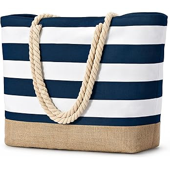 Becokan Beach Bags for Women Large Canvas Beach Tote Bag Beach Bags Waterproof Sandproof Swim Poo... | Amazon (US)