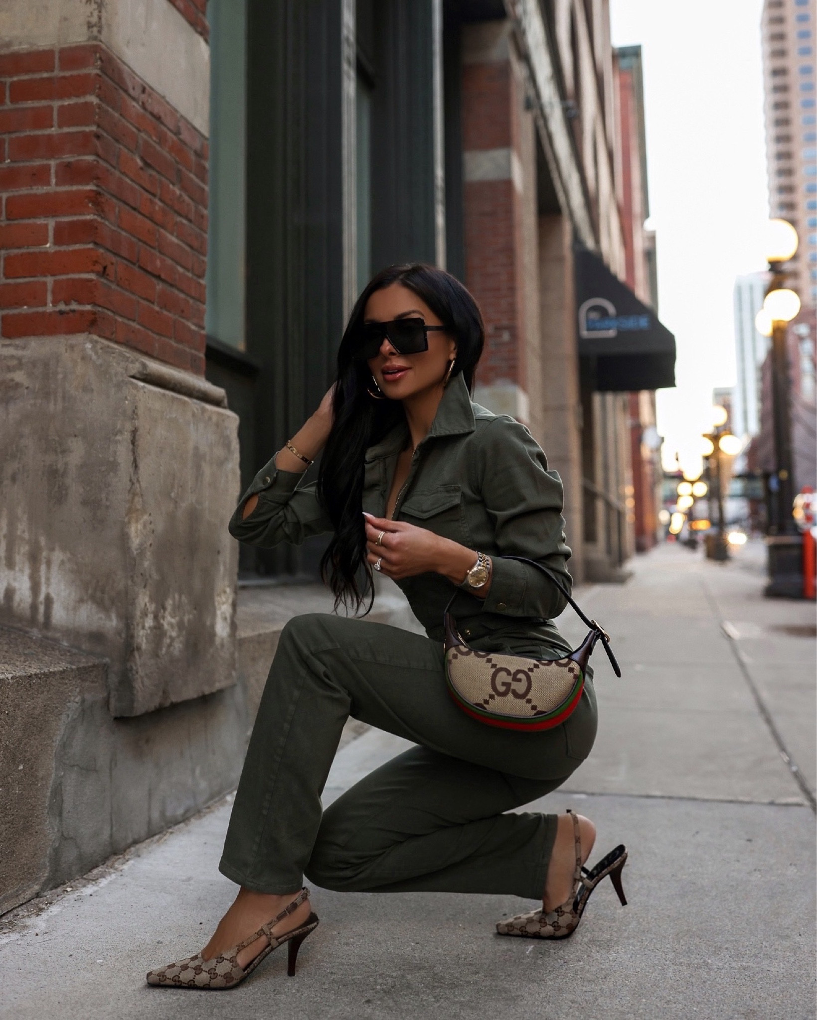 Casual spring outfit
Good American olive green jumpsuit
Gucci slingback pumps
Gucci hobo bag 

#LTKSeasonal #LTKstyletip #LTKsalealert