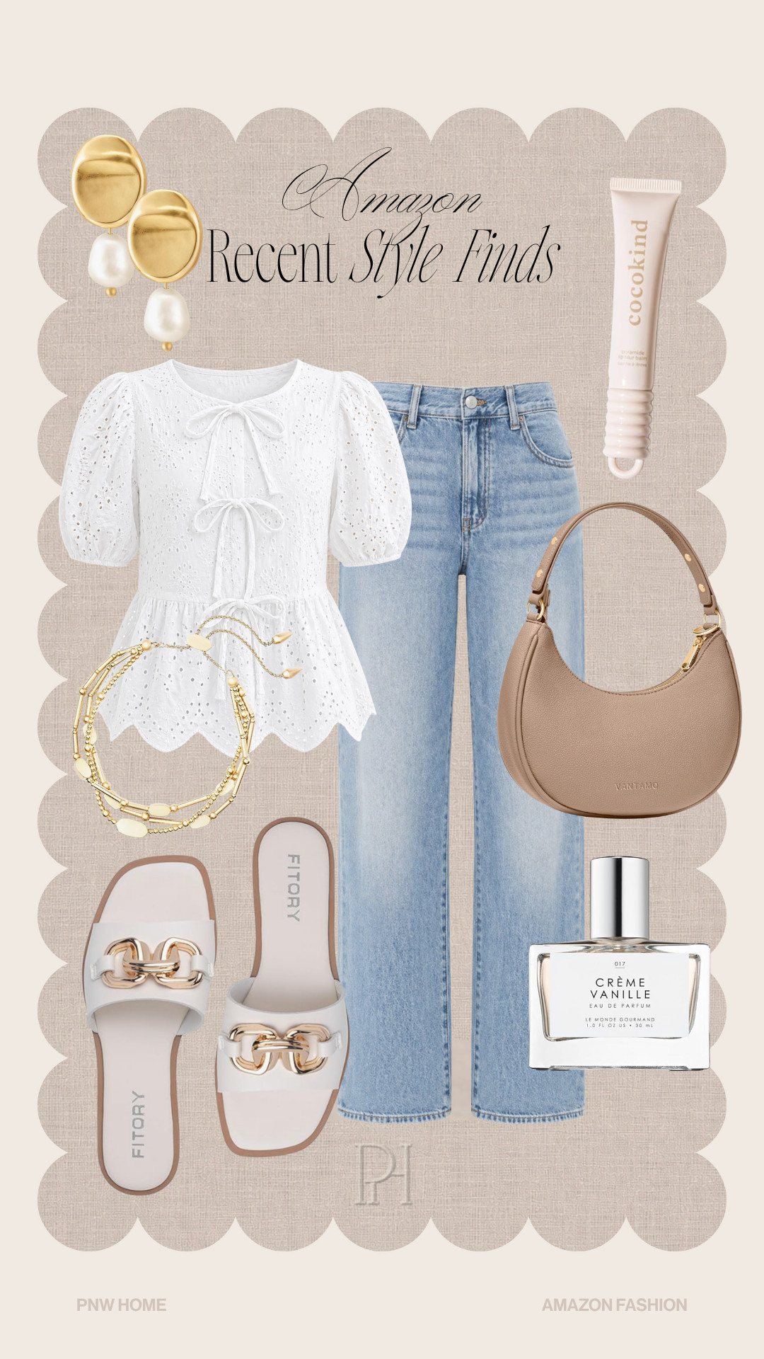 Spring fashion finds from Amazon!

neutral fashion, spring fashion, spring style, spring outfit, spring look, summer look, summer style, summer fashion, summer outfit, straight leg jeans, white blouse, peplum top, puff sleeve top, lip balm, women's fragrance, perfume, lip gloss, gold earrings, pearl earrings, tan purse, neutral purse, white sandals, gold bracelet, layered bracelet 

 #LTKgrwm #LTKootd #LTKSeasonal