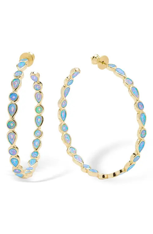 Melinda Maria Isla Imitation Opal Hoop Earrings in Blue Opal/Gold at Nordstrom | Nordstrom