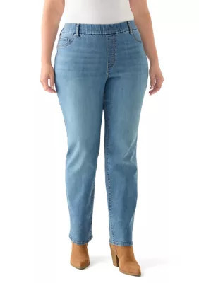Kim Rogers Women's Plus Size Pull On Straight Leg Jeans, 18W | Belk