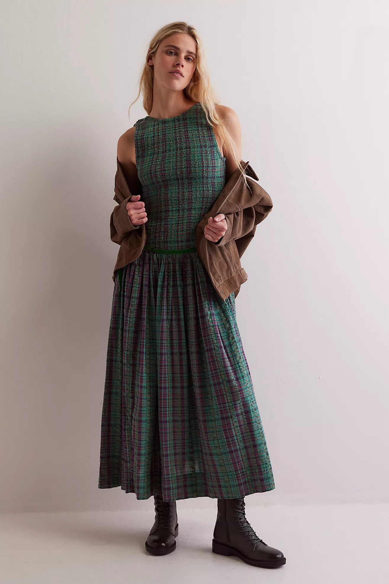 Nightingale Plaid Midi Dress | Free People (Global - UK&FR Excluded)