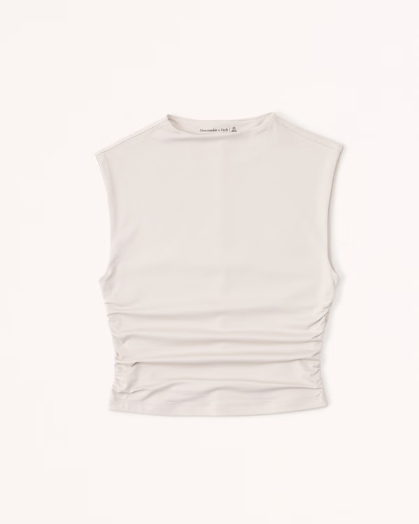 Sleek Seamless Fabric Ruched Mockneck Top | Abercrombie & Fitch (US)