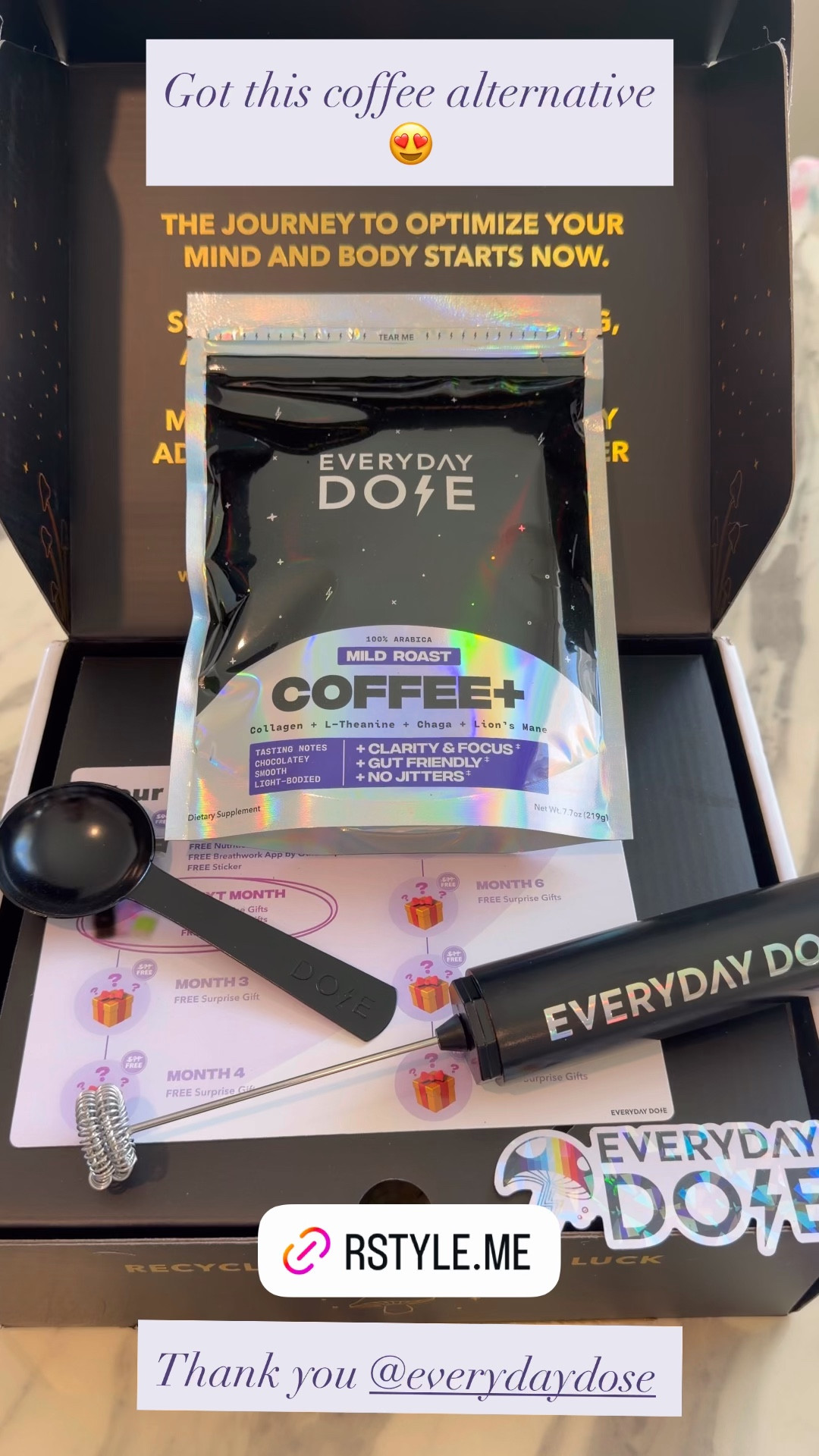 Just got my Everyday Dose kit in the mail and I’m so excited to try it 🤎☕️

This isn’t your typical coffee—it’s designed to give you clarity and focus without the jitters. The flavor? Smooth, light-bodied with chocolatey notes… exactly how I like it.

If you’ve been looking for a better way to get your daily energy, this might be it. I’ll link it on my LTK so you can check it out too.

Thank you so much @everydaydose  for sending this my way—can’t wait to make this part of my routine ✨

#everydaydose #coffeetime #morningroutine #wellnessdrinks #ltkcreator

#LTKdayinmylife #LTKmorningroutine #LTKHome