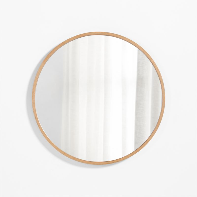 Finn Oak Wood 31" Round Wall Mirror + Reviews | Crate & Kids | Crate & Barrel