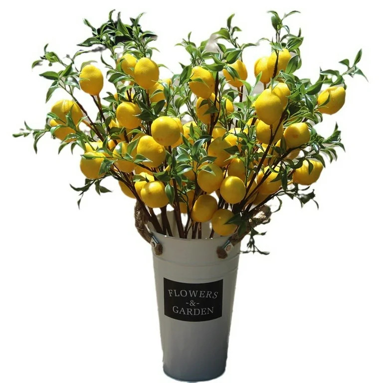 Namzi 10 Lemon Decorative Fake Lemon Branches 5 Fruit Yellow Artificial Lemons, Used for Kitchen,... | Walmart (US)
