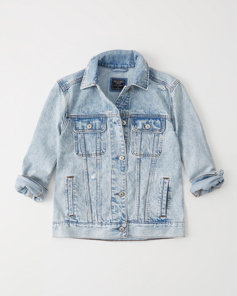 Acid Wash Girlfriend Denim Jacket | Abercrombie & Fitch US & UK