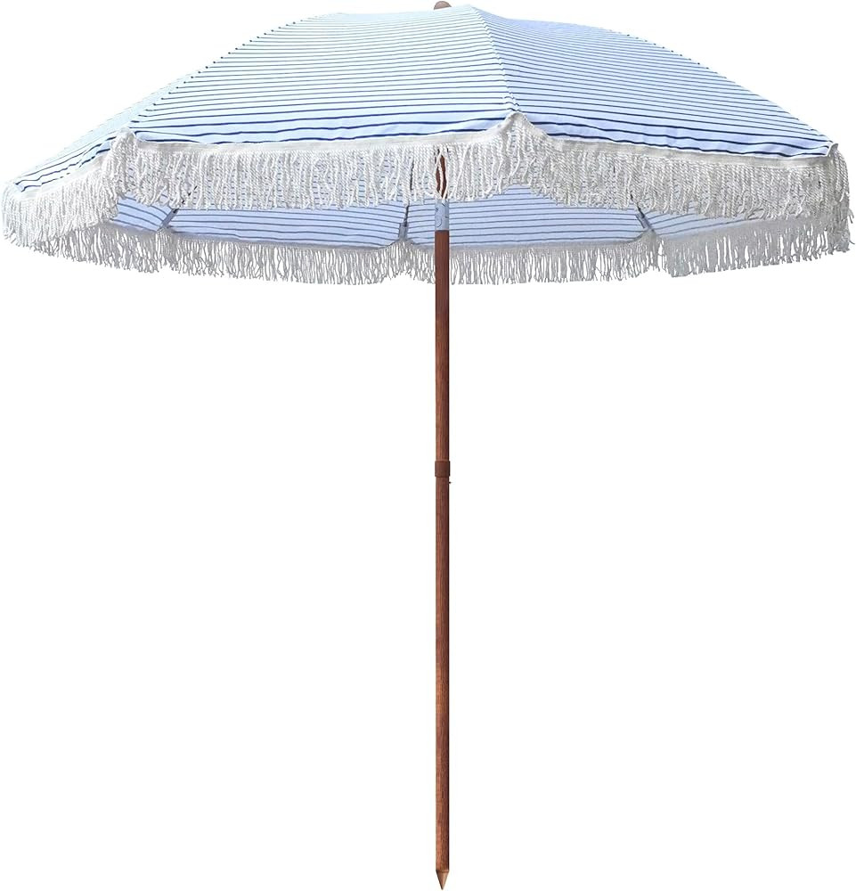 CCHENOLY 7ft Patio Umbrella with Fringe Outdoor Boho Beach Umbrella Portable Tassel Umbrella with... | Amazon (US)
