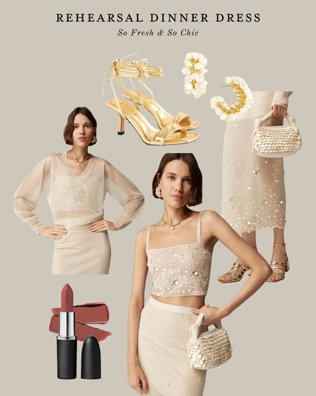 The perfect low key but so chic rehearsal dinner (or courthousr wedding!) look for the city bride!
-
Embellished midi skirt - sheer sweater - embellished cropped tank top - ivory outfit - gold sandals - shell earrings gold - Mac velvet Teddy lipstick- neutral lipstick - pearl hoop earrings - J Crew wedding - bridal shower outfit - city wedding - courthouse wedding outfit - evening cocktail party outfit - rehearsal dinner outfit

#LTKStyleTip #LTKItBag #LTKBeauty