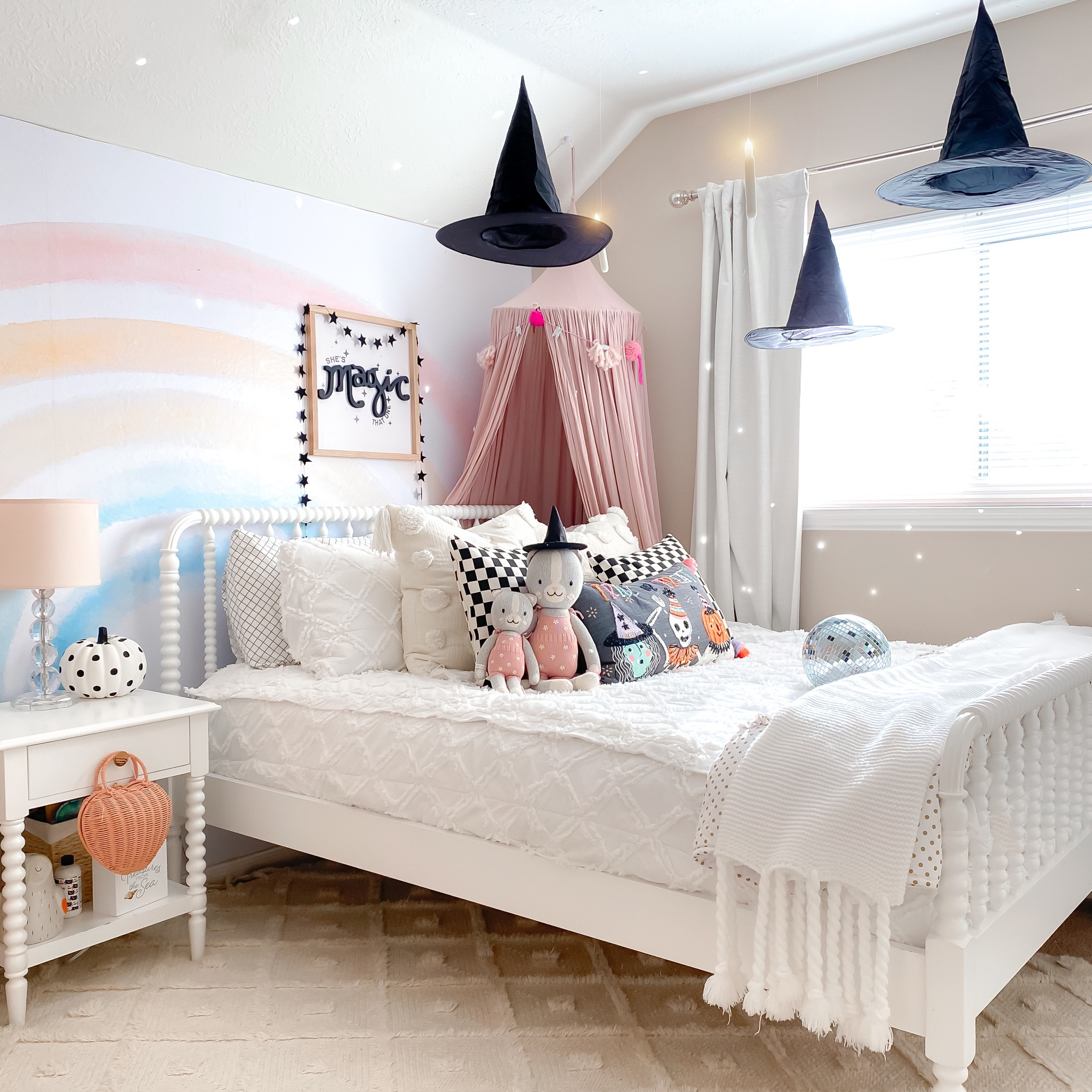 Floating Witch Hats & Candles 🕯 are so spooky in any room at Halloween 👻 

Shop my Daughter’s bedroom - my fav room in our home. 

#LTKfamily #LTKHalloween #LTKhome