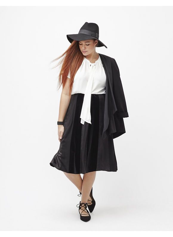 Lane Bryant Plus Size Velvet & satin skirt, Women's, Size: 18, Black | Lane Bryant (US)