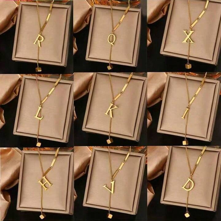 Minimalist Luxury Titanium Steel 26 Alphabet Letter Pendant Necklace With Tassel, Chic Style For ... | SHEIN