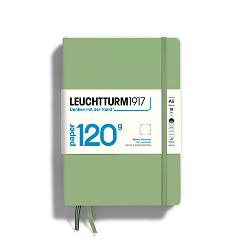 LEUCHTTURM1917-120G Special Edition - Medium A5 Plain Hardcover Notebook (Sage) - 203 Numbered Pages with 120gsm Paper | Amazon (US)