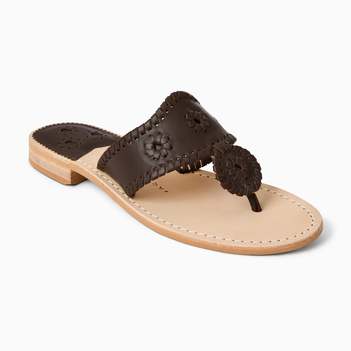 Jack Rogers Jacks Flat Sandal in Hot Fudge – Classic Brown Leather Sandals | Jack Rogers