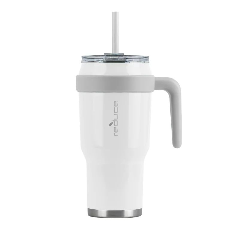 Reduce Vacuum Insulated Stainless Steel Cold1 Mug with Lid and Straw, White, 40 fl oz | Walmart (US)