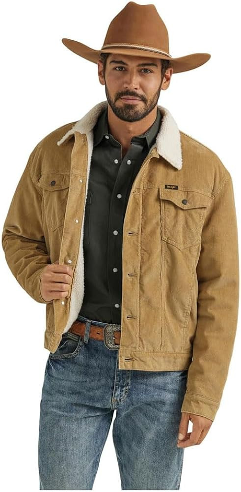 Wrangler Men's Corduroy Sherpa Lined Jacket in Wheat | Amazon (US)