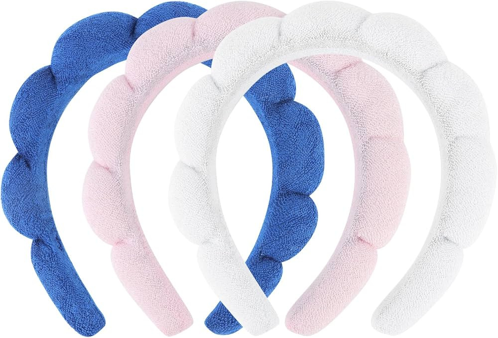 3 Pack Spa Headbands for Washing Face, Skincare & Makeup, Terry Cloth Headbands with Puffy Cloud ... | Amazon (US)