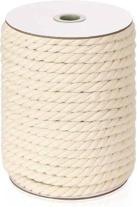 Macrame Cord 10mm x 33Yards (99Feet), Natural Cotton Macrame Rope - 3 Strands Twisted Macrame Cot... | Amazon (US)