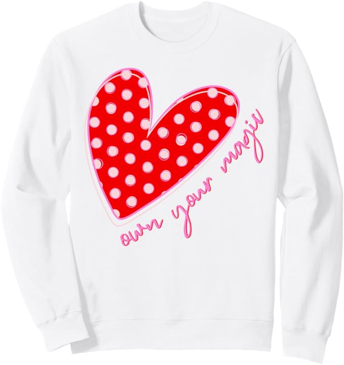 Valentine's Day Love Your Magic Heart Polka Dot Crewneck Sweatshirt | Amazon (US)