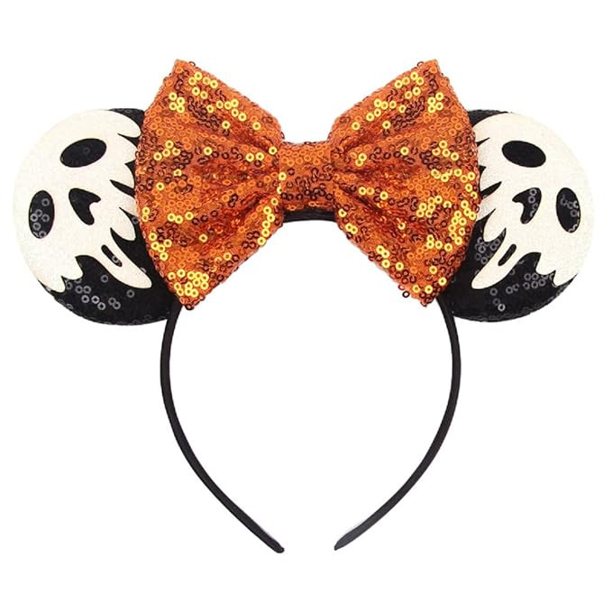 Christmas Halloween Mouse Ears Bow Headband Hair Hoop for Women Girls, Glitter Sequin Headband Ca... | Amazon (US)