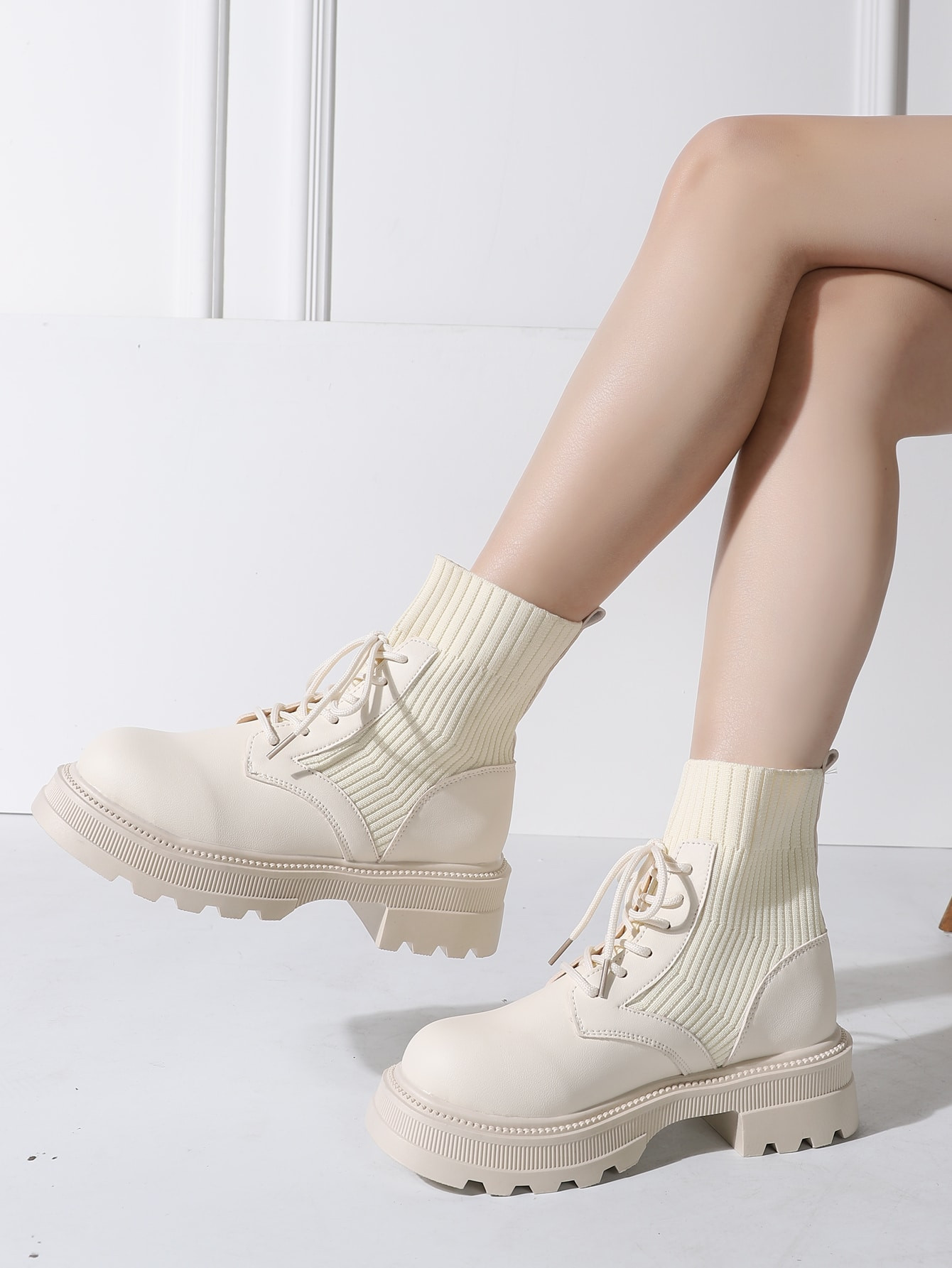 Splicing Design Platform Combat Boots | SHEIN