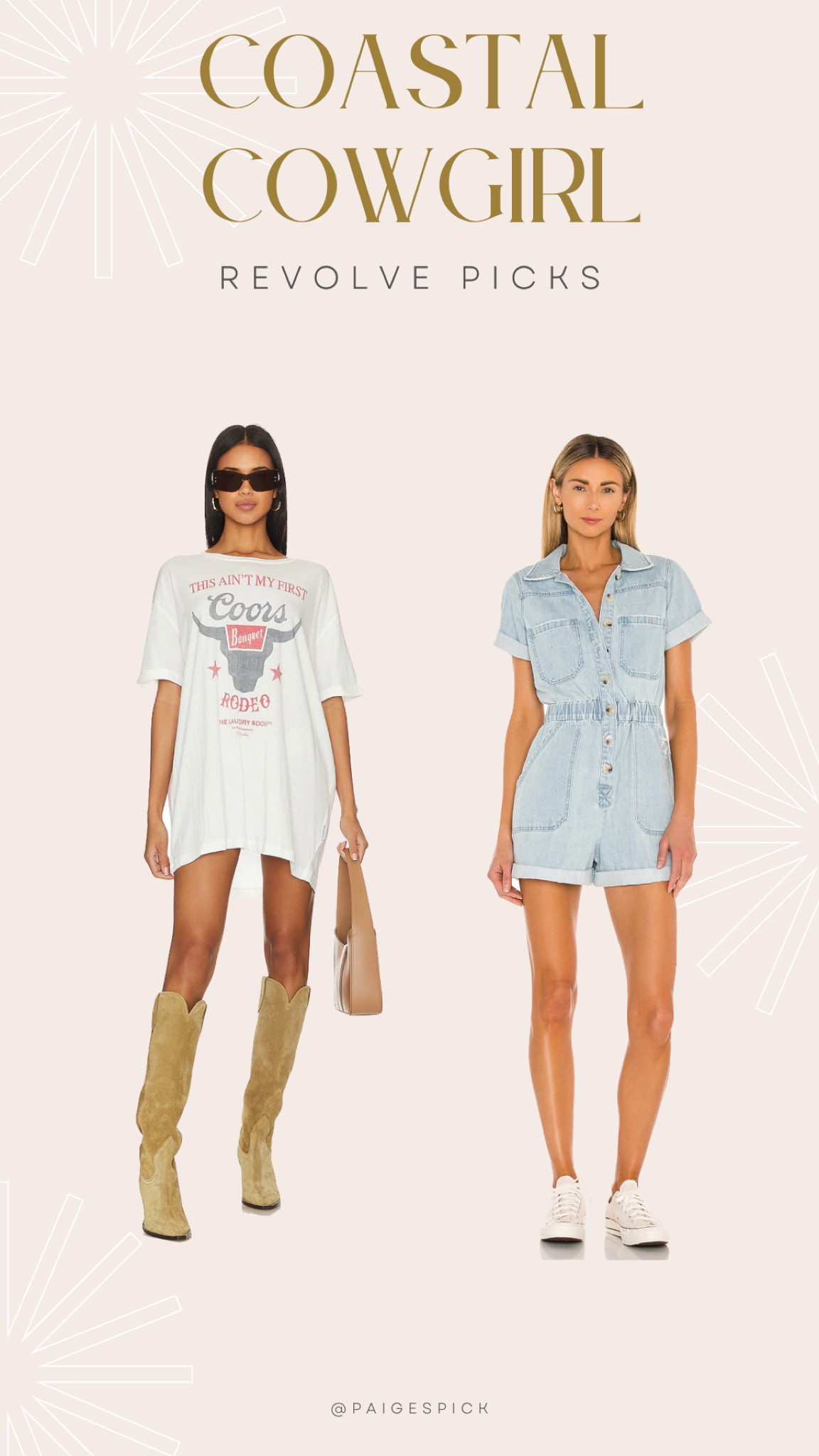 East coastal cowgirl outfit ideas, country concert outfits from revolve. Band tees. Oversized tee, denim romper, easy summer outfit  

#LTKstyletip #LTKsalealert #LTKSeasonal