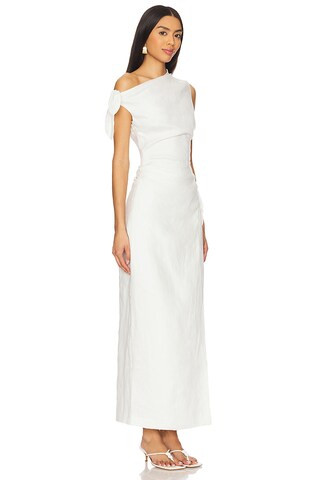 Tamara Tie Midi Dress in Ivory | Revolve Clothing (Global)